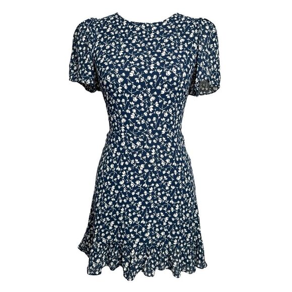 Not for sale  — Reformation Beesley Dress Navy White Floral Flutter Sleeve  Mini - Picture 7 of 14